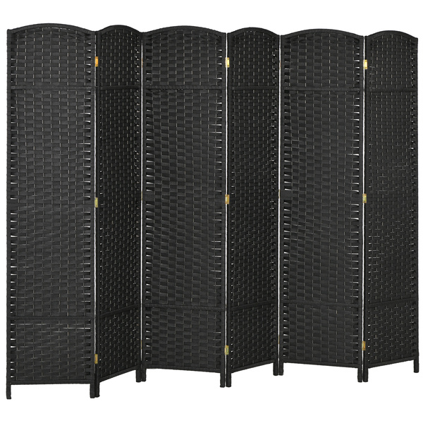 HOMCOM 6 Panel Folding Room Divider, Freestanding Privacy Screen for Living Room, Bedroom and Office, 240 x 170cm, Black