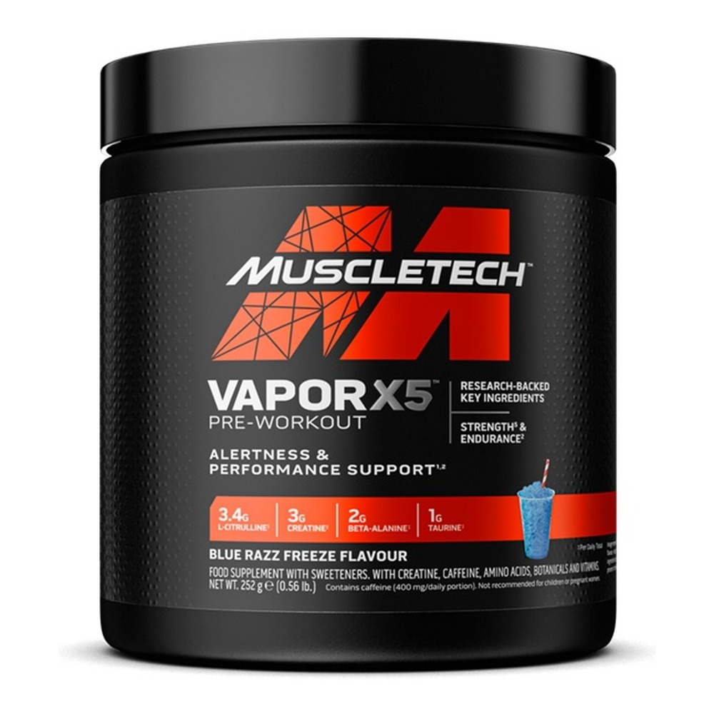 MuscleTech Vapor X5 Przedtreningówka Na Energię i Skupienie Blue Razz Freeze 252g