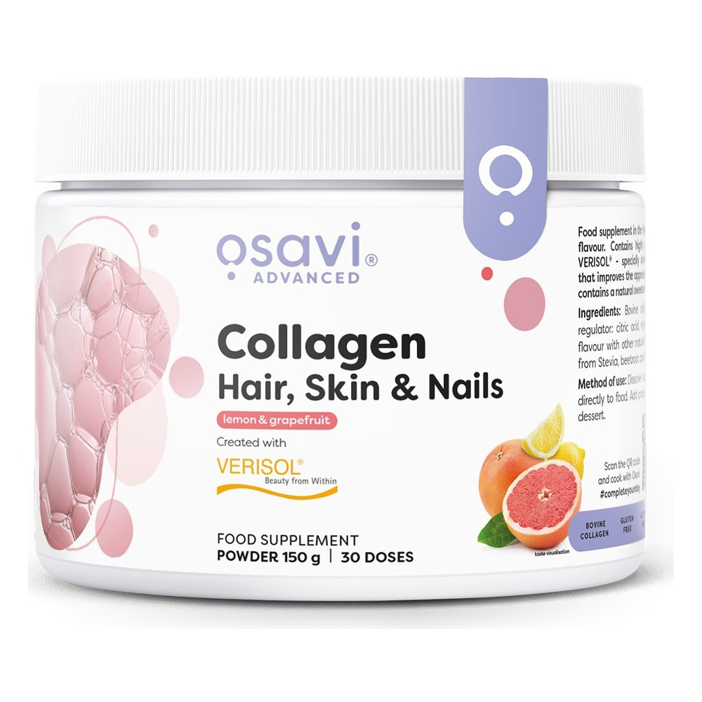 Osavi Collagen Peptides Kolagen Włosy Skóra i Paznokcie Cytryna - Grejpfrut 150g
