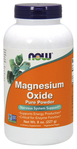 NOW Foods Magnesium Oxide Powder Czysty Magnez w Proszku dla Zdrowych Mięśni i Układu Nerwowego 227g