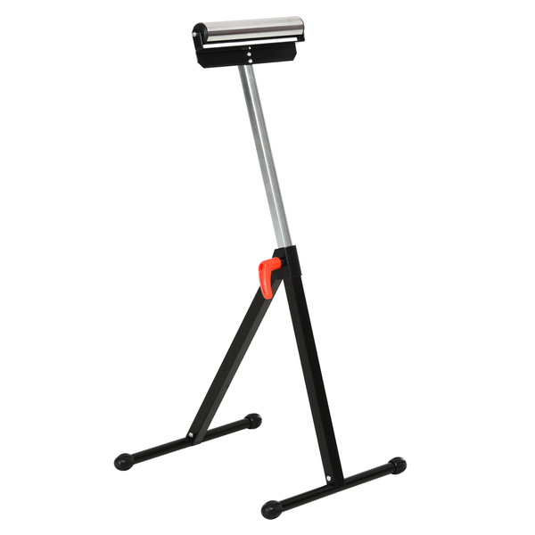 HOMCOM Folding Roller Stand, Material Support Pedestal with Ball Bearing Roller Height Adjustable Portable, Metal Construction, Black