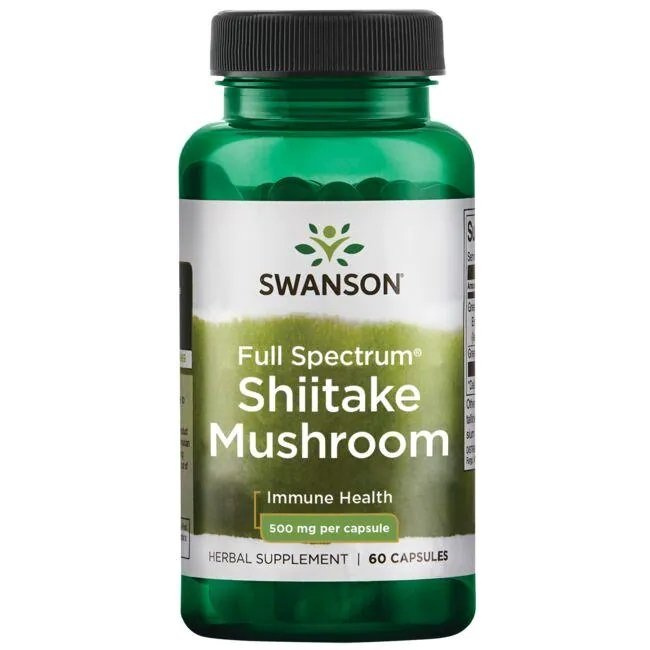 Swanson Grzyby Shiitake 500mg na Odporność i Witalność 60 Kapsułek