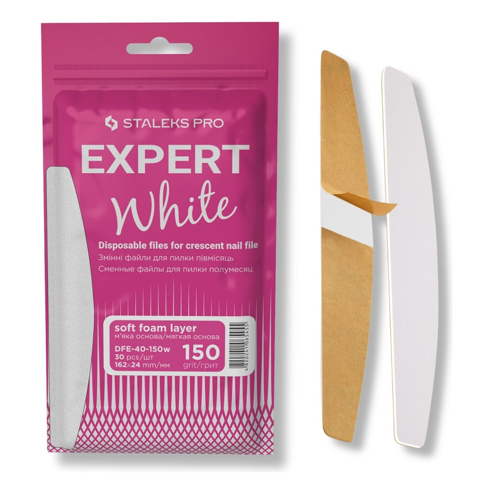 Staleks Pro Expert Wymienne Pilniki Białe na Bazie Miękkiej do Pilnika Półksiężycowego EXPERT 40 30 Sztuk