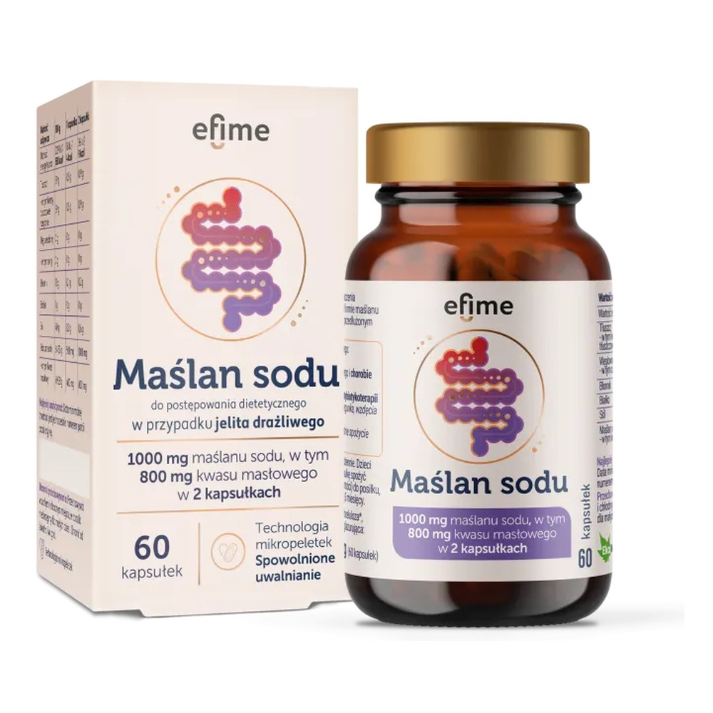 Ekamedica efime Maślan Sodu 1000mg Mikropeletki o Przedłużonym Uwalnianiu 60 Kapsułek