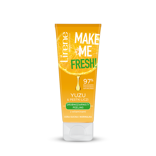 Lirene Make Me Fresh! Drobnoziarnisty Peeling z Witaminami dla Skóry Suchej i Normalnej Yuzu & Pestki Liczi 75ml