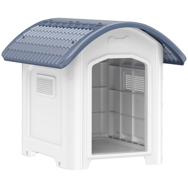 PawHut Outdoor Dog Kennel, Plastic Dog House with Removable Floor, Waterproof Roof, Raised Floor, 71 x 60 x 63 cm