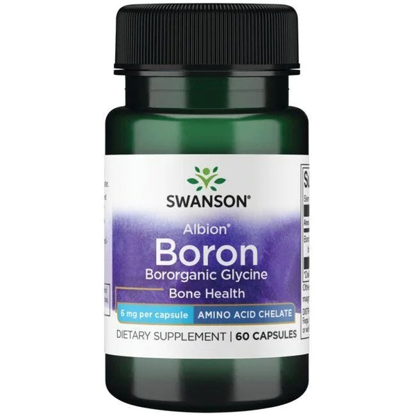 Swanson Albion Boron Glycine 6mg na Zdrowe Kości 60 Kapsułek