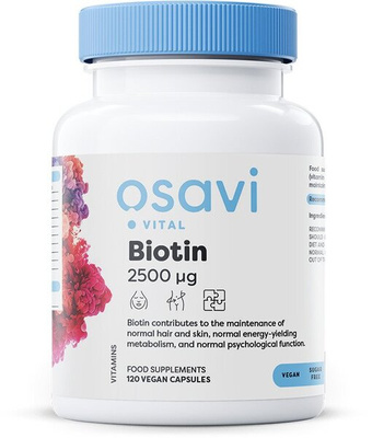 Osavi Biotyna 2500mcg wspierająca skórę i włosy 120 kapsułek