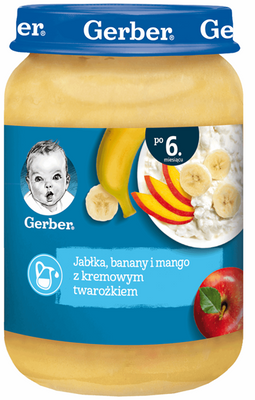 Gerber Jabłka Banany i Mango z Kremowym Twarożkiem po 6 Miesiącu 190g