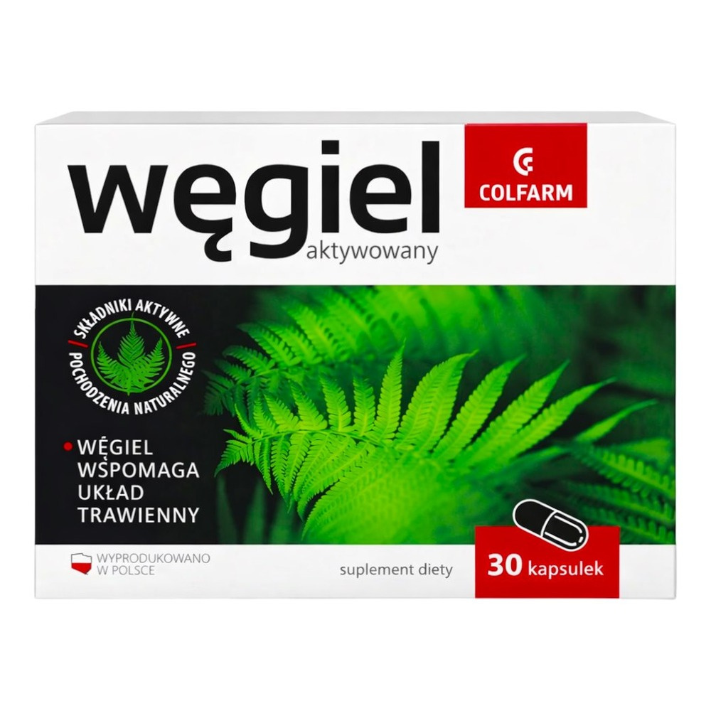 Węgiel Aktywny Wspomaga Układ Pokarmowy Jelita Biegunki Zatrucia 30 Kapssułek