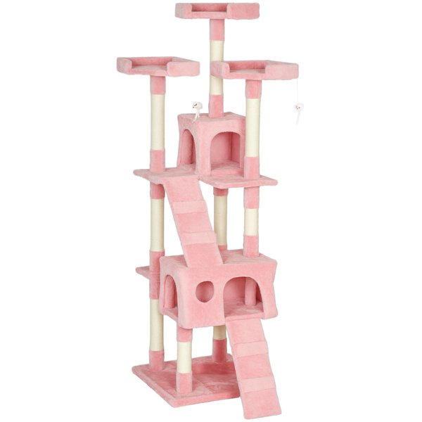 PawHut 173cm Cat Tree Scratching House, Activity Play Centre, Pink