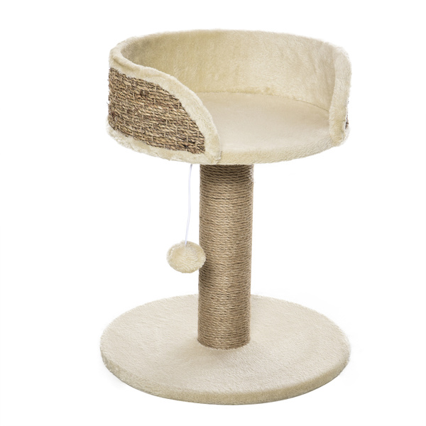 PawHut Cat Tree Cat Scratching Post for Indoor Cats Kitten Play Tower Activity Centre Climbing Stand with Dangling Ball Beige