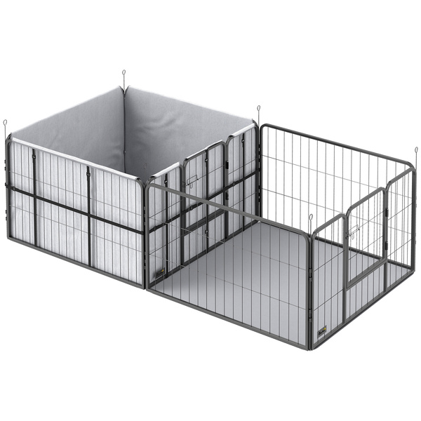 PawHut Seven-Panel Dog Whelping Box, Dog Playpen with Washable Whelping Pads, Wind-Resistant Fabric, for Small and Medium Dogs