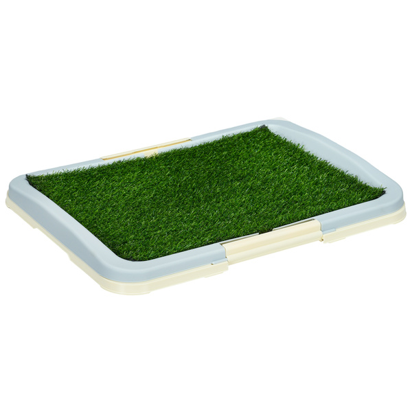 PawHut Puppy Training Pad, Indoor Portable Puppy Pad, with Artificial Grass, Grid, Panel, Tray, 63 x 48.5cm