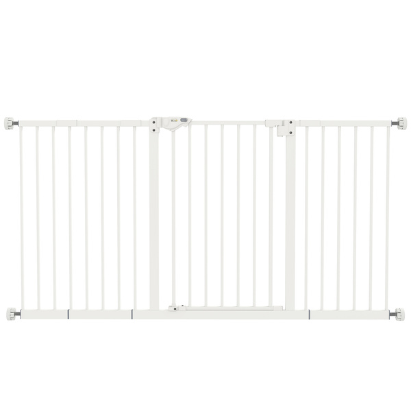 PawHut Adjustable Safety Gate w/ Three Extensions, Four Adjustable Screws, White