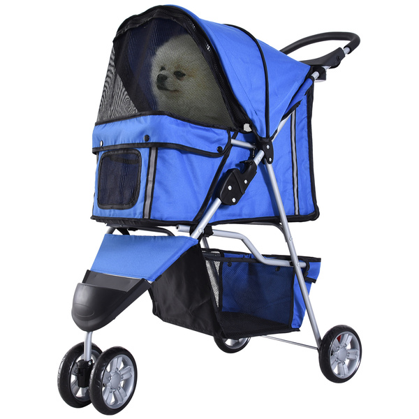 PawHut 3 Wheel Pet Stroller for Small and Miniature Dogs, Blue