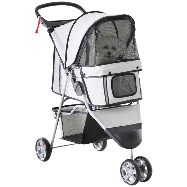 PawHut 3 Wheel Pet Stroller for Small and Miniature Dogs, Grey