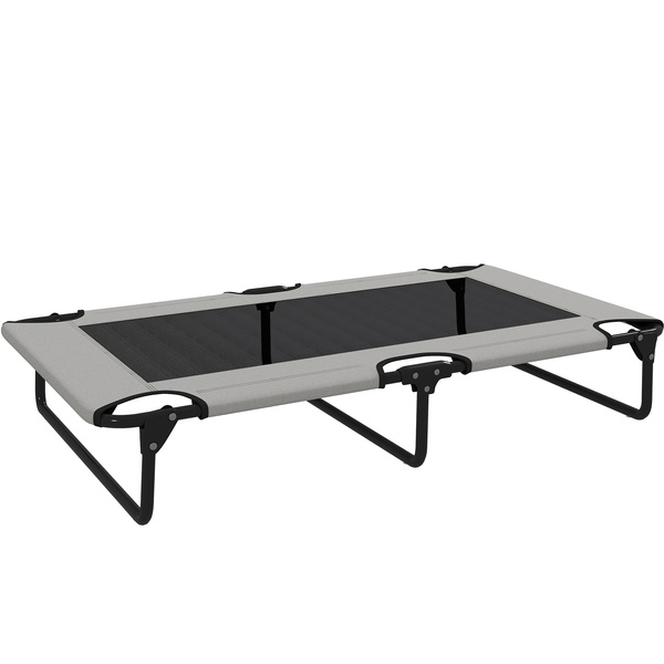 PawHut Portable Raised Dog Bed, Elevated Pet Cot with Breathable Mesh for Indoor Outdoor, for Large Dogs, Light Grey