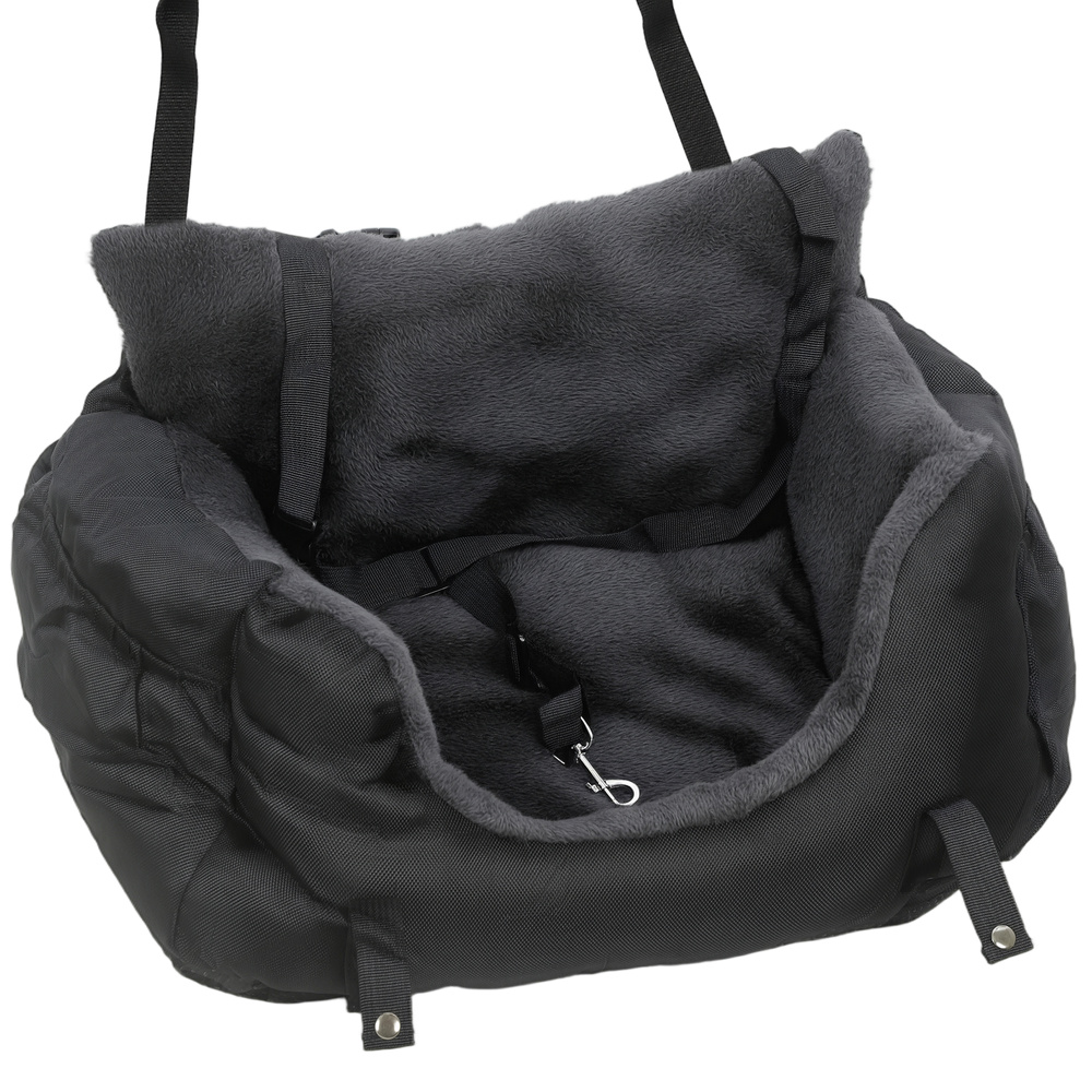 PawHut Dog Car Seat for Small Dogs with Fixed Buckle, Safety Leash, Washable Cover, 58 x 45 x 28 cm, Black
