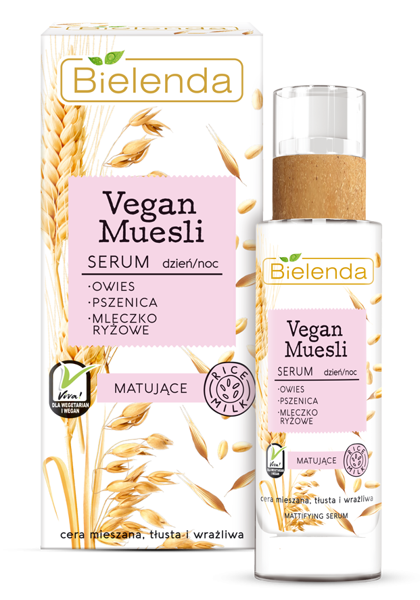 Bielenda Vegan MuesIi Serum Matujące z Pszenicą Owsem i Mleczkiem Ryżowym do Cery Tłustej i Mieszanej 30ml