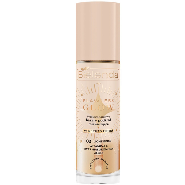 Bielenda Flawless Glow Baza i Podkład Rozświetlający 2w1 02 Jasny Beż 30ml