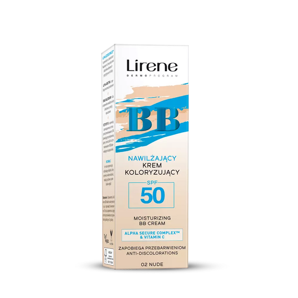 Lirene BB Nawilżający Krem Koloryzujący SPF50 Nr 02 Nude 30ml