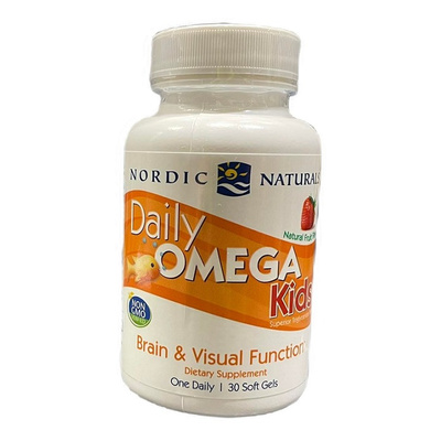 Nordic Naturals Daily Omega Kids Omega 3 do Żucia Dla Dzieci na Mózg i Wzrok 30 Miękkich Kapsułek