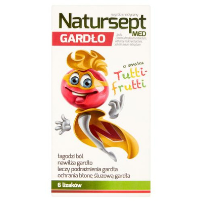 Natur-sept Lizaki na Gardło Tutti-Frutti dla Dzieci 3+ 6 Sztuk