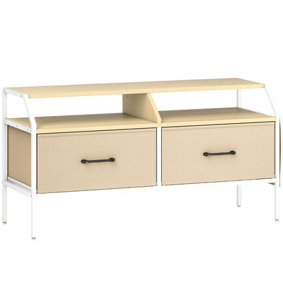 HOMCOM Industrial-Style TV Stand Cabinet - Natural Wood Finish