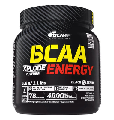 Olimp BCAA Xplode Energy w Proszku z Kofeiną na Energię Poncz Owocowy 500g
