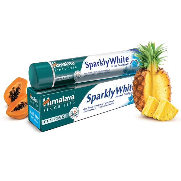 Himalaya Sparkly White Wybielająca Pasta do Zębów o Zaawansowanej Ziołowej Formule z Enzymami Papayi i Ananasa 75ml