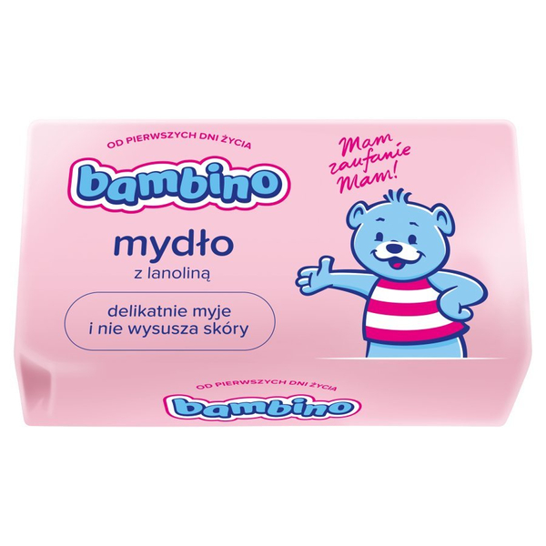 Bambino Mydło Pielęgnacyjne z Lanoliną w Kostce dla Dzieci i Niemowląt od Pierwszych Dni Życia 90g