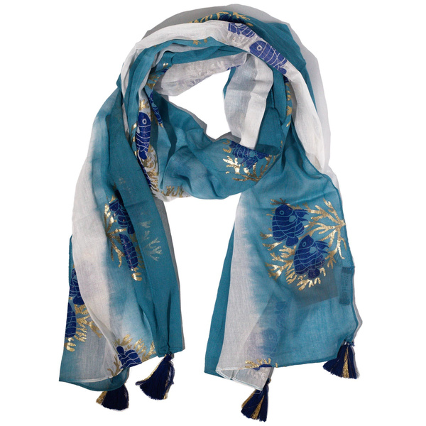Nomad Sari Aqua Fish Scarf – Sea Blue (180x50cm)