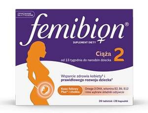 Femibion 2 Ciąża 13–40 Tydzień Foliany + Cholina + DHA 28 Tabletek + 28 Kapsułek