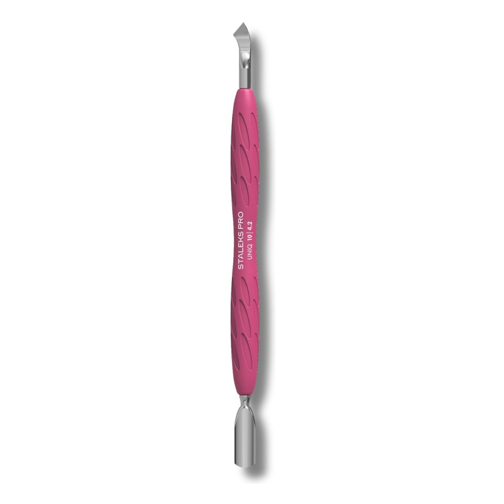 Staleks Pro UNIQ Kopytko do Manicure Gummy z Silikonową Rękojeścią UNIQ 10 TYPE 4.2 Popychacz Wąski Zaokrąglony i Ostrze Wygięte 1 Sztuka