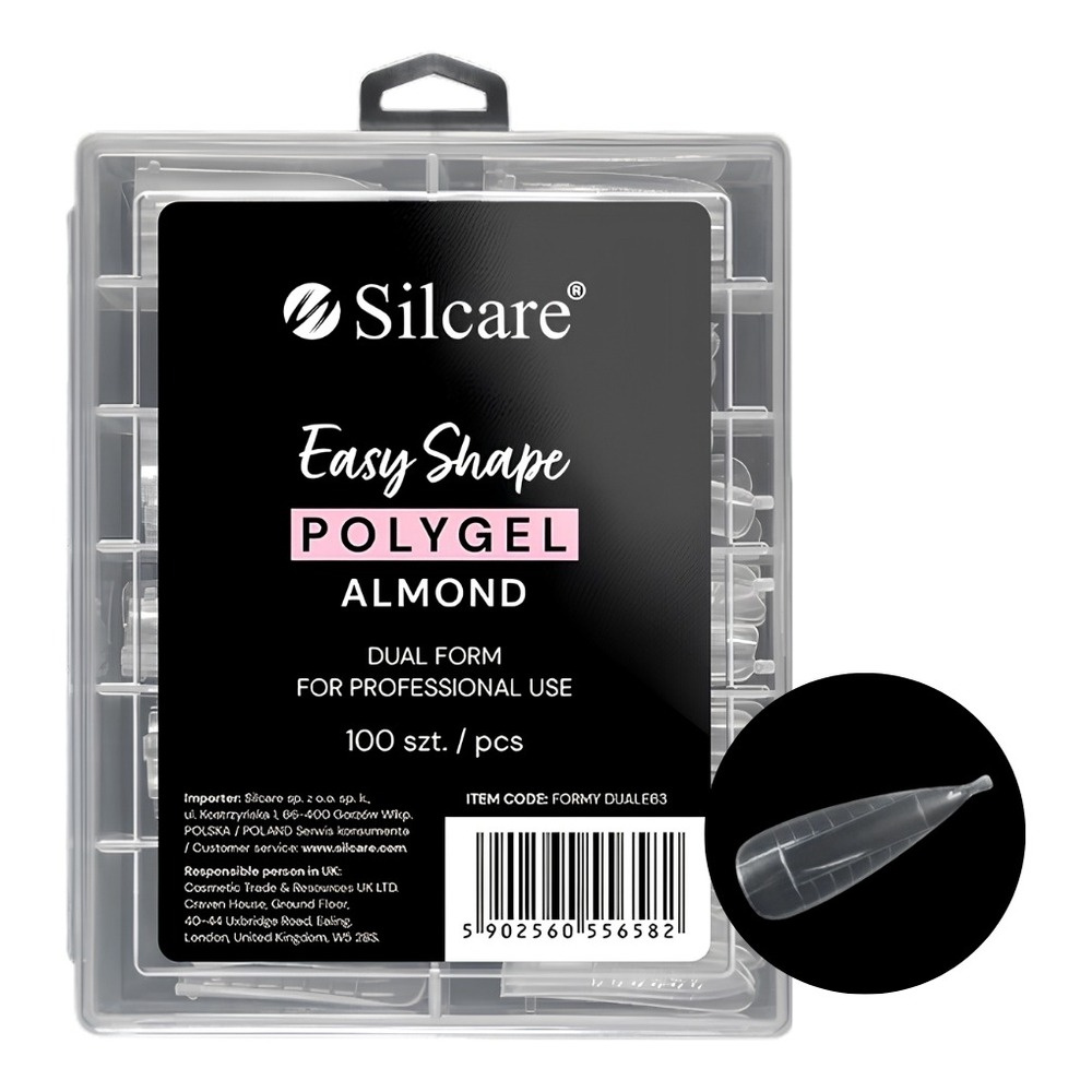 Silcare Dual Forms Clear Almond formy do przedłużania paznokci 100 szt.