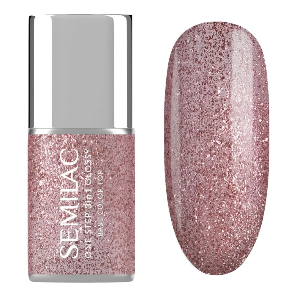 Semilac One Step 3in1 Lakier Hybrydowy S250 Glitter Pink 7ml