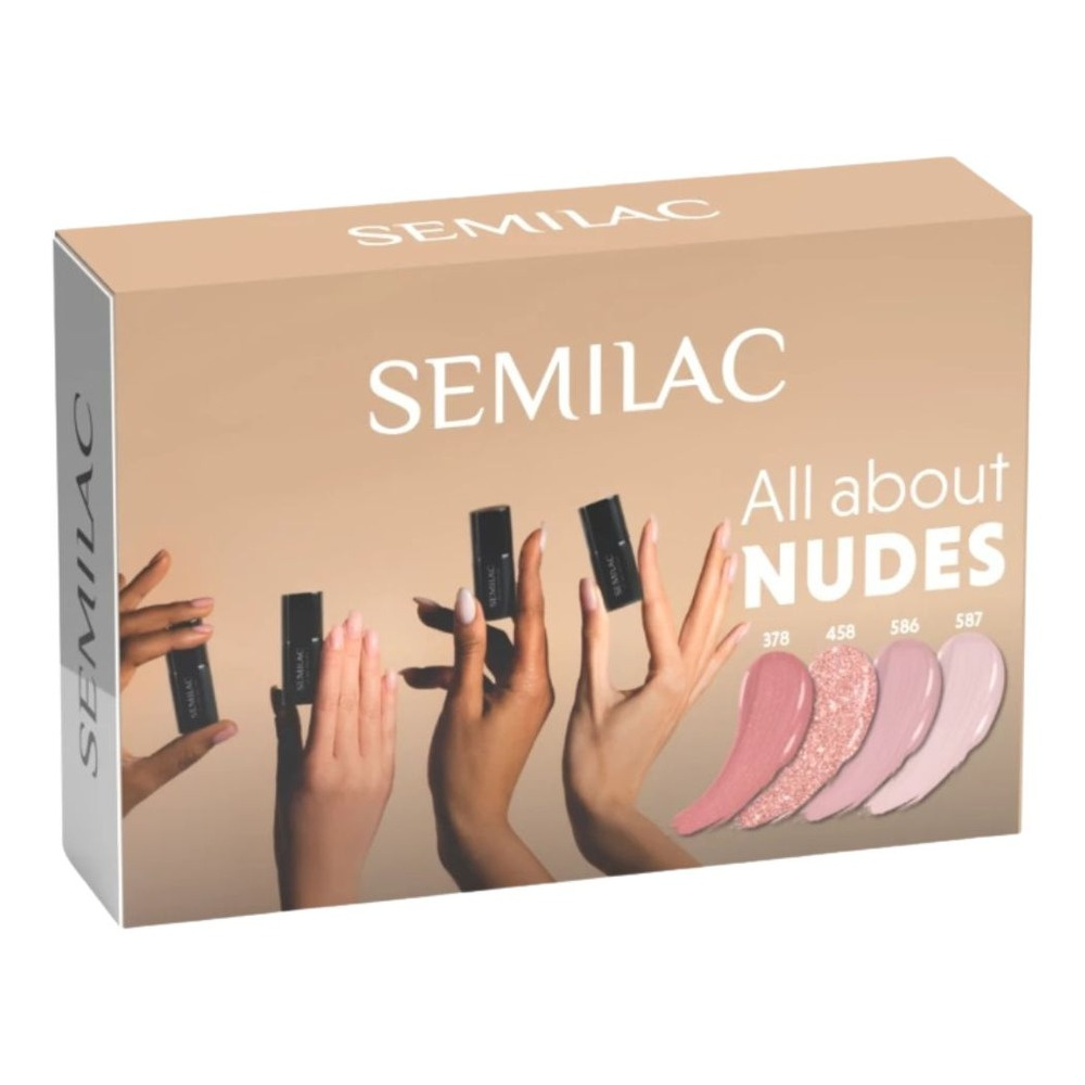Semilac All About Nudes Lakier Hybrydowy Zestaw 4x7ml