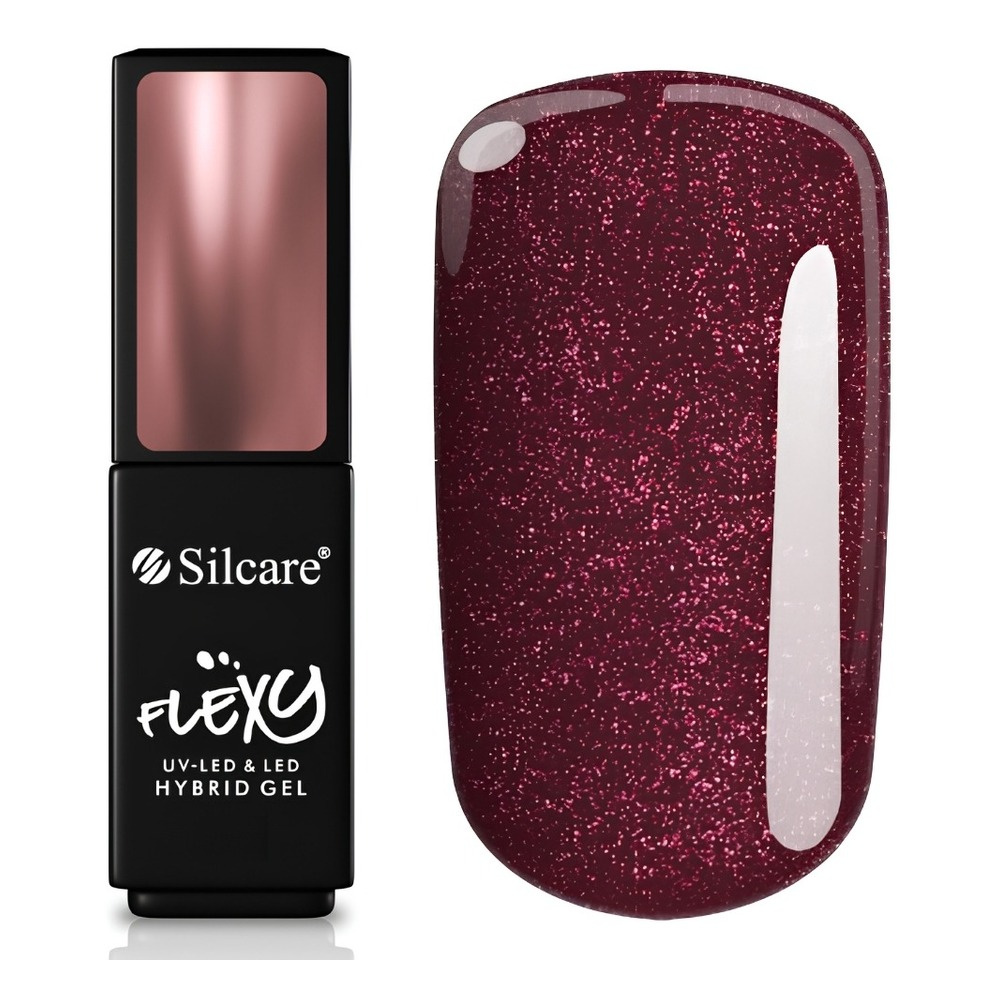 Silcare Flexy lakier hybrydowy UV/LED 196 So Rose! So Gold! Raspberry Glitz 4.5g