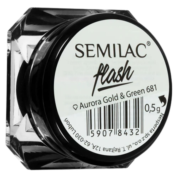 Semilac Flash Effect - 681 Aurora Gold & Green Nail Powder 0.5g