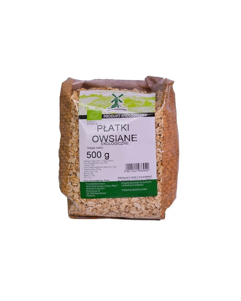 Młyn Kopytowa Ekologiczne Płatki Owsiane 500g