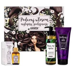 Anwen Gift Set Zestaw Kosmetyków do Pielęgnacji Włosów Szampon Maska Serum na Końcówki 1 Sztuka Best Before 31.10.25