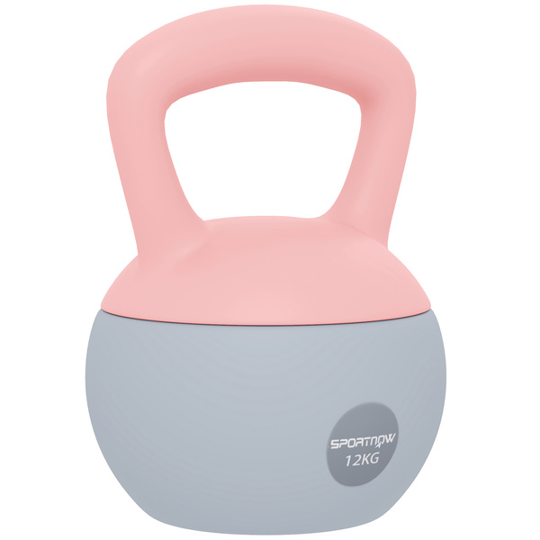 SPORTNOW 12KG Soft Kettlebell, Kettlebell with Non-Slip Handle for Home Gym, Weight Lifting, Strength Training, Pink/Grey