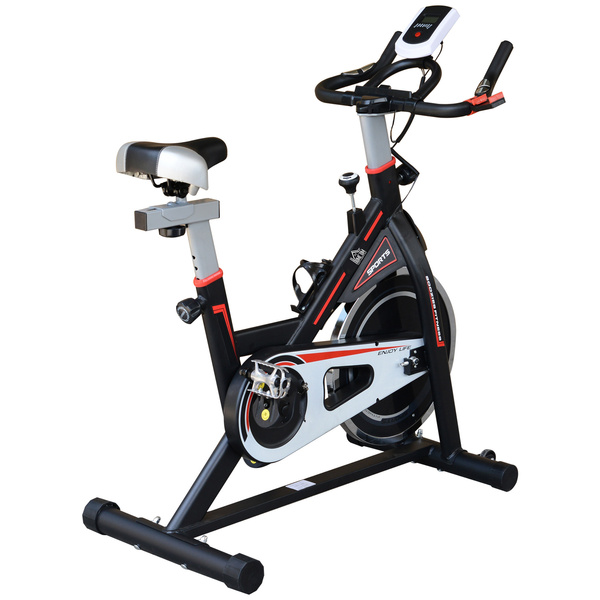 HOMCOM Exercise Bike, Indoor Cycling, with LCD Display, Heart Rate, Sensor - Black