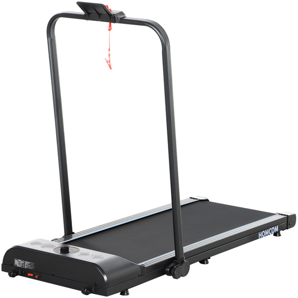 HOMCOM Foldable Walking Treadmill, with LED Display and Wheels, for Home, Office, Gym, Blue