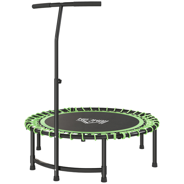 HOMCOM Mini Round Steel Frame Trampoline w/ Adjustable Handle, Green