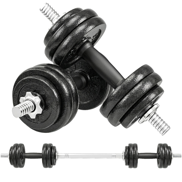 SPORTNOW 2-in-1 Adjustable Dumbbells Set, 30kg Cast Iron Weights Dumbbells Set with Non-Slip Grip for Strength Training, Weight Lifting, Bodybuilding, Home Gym Workout Equipment for Men & Women