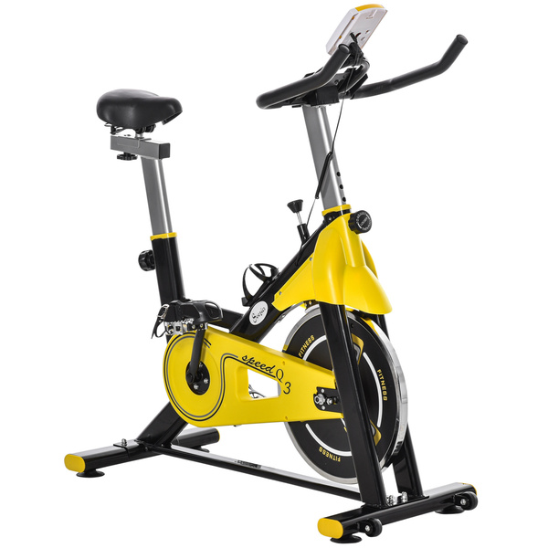 HOMCOM Exercise Bike, with 6kg Flywheel Belt Drive, Adjustable Resistance, LCD Display - Yellow