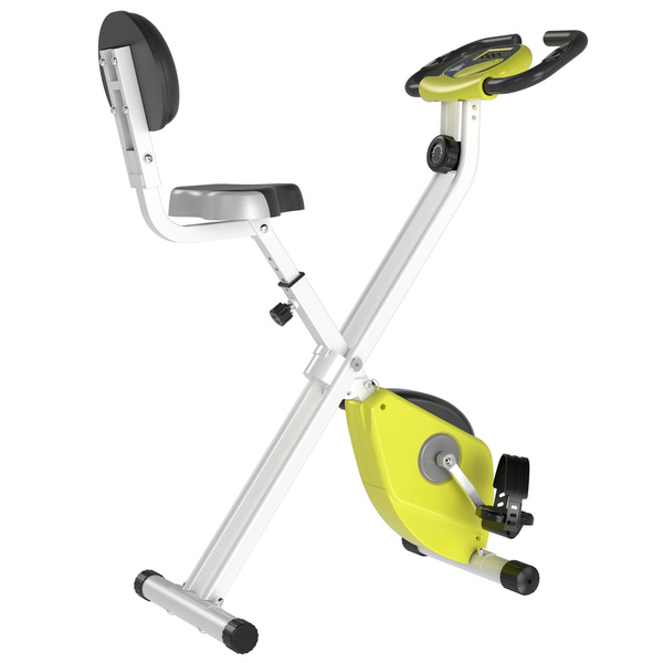 HOMCOM Folding Exercise Bike, Fitness Bicycle Indoor Trainer, 8-Level Magnetic Resistance Adjustable, with LCD Monitor, Pulse Sensor, Yellow