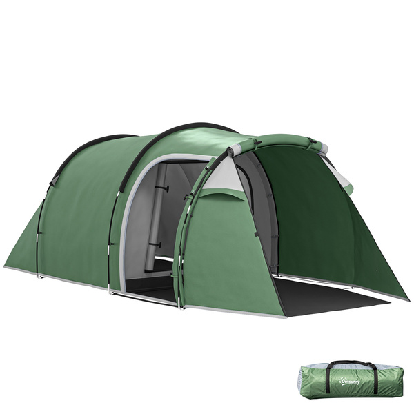 Outsunny Three-Man, Two-Room Tent - Green